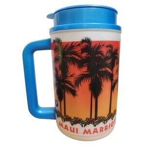 Marriott Maui Grill and Bar VTG 1997 Refillable Mug Cup Soda Tea Juice Thermo